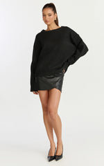 Patricia Mini Skirt - Mid Rise Fitted Patent Leather Skirt in Black