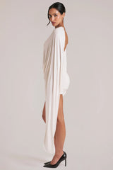 Draped Cape Mini Dress in Vanilla