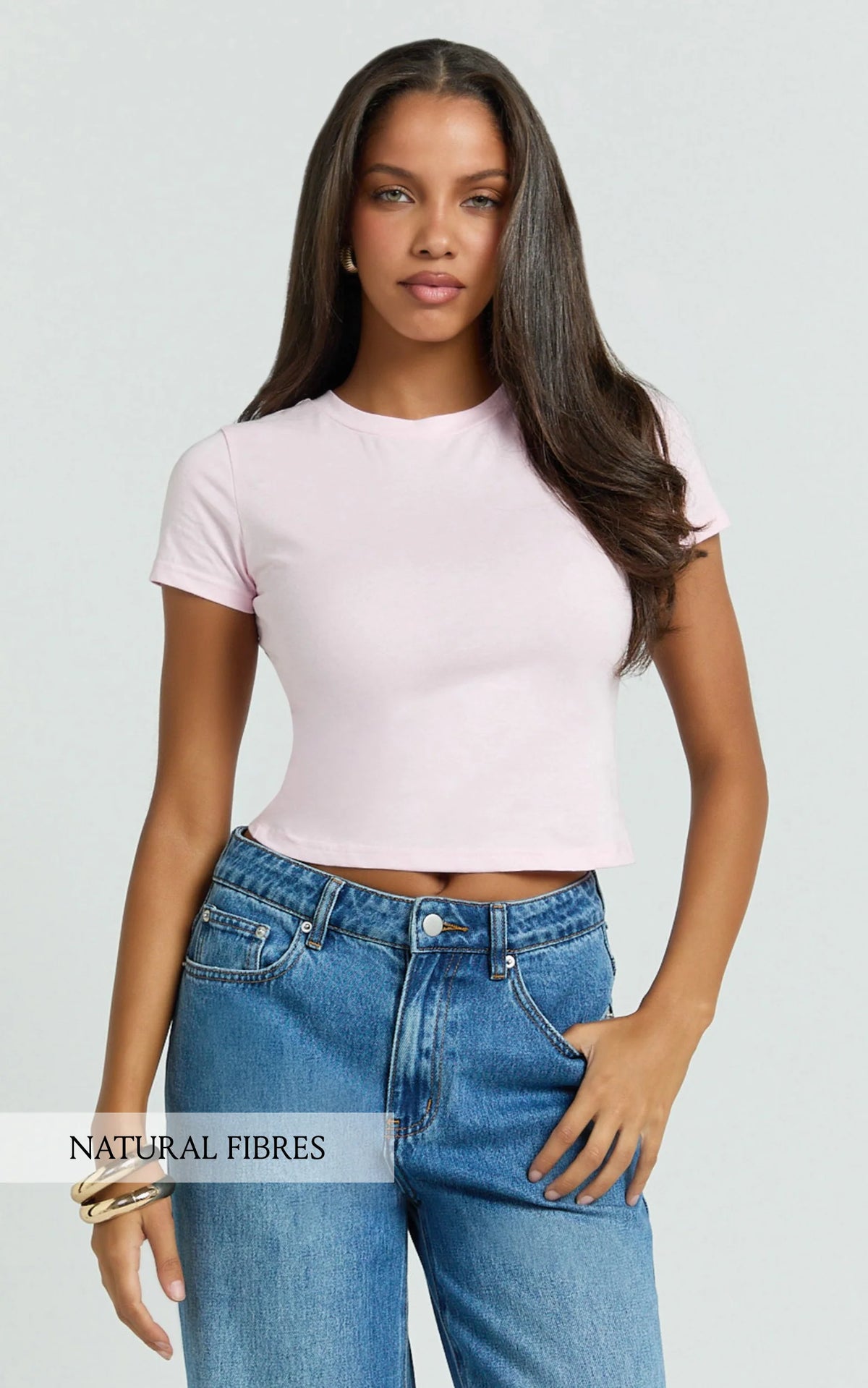Georgina Top - Crew Neck Short Sleeve Baby Tee in Baby Pink