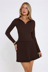 City Lights Glow Ribbed Long Sleeve Top Brown