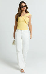 Maura Top - One Shoulder Twist Top in Lemon