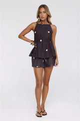 Sunlit Muse Polka Dot Top Brown