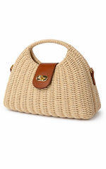 Ebony Bag - Straw Crossbody Bag in Tan