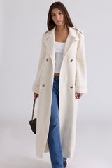 cream double breasted funnel neck coat