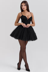 black tulle mini dress