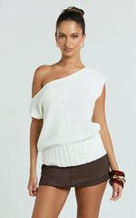 Kara Top - Off Shoulder Knit Top in Cream