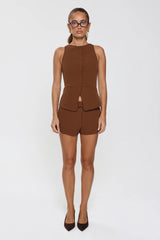 Structure Tailored Vest Top Brown