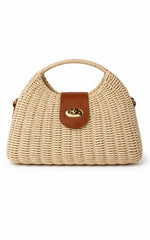Ebony Bag - Straw Crossbody Bag in Tan