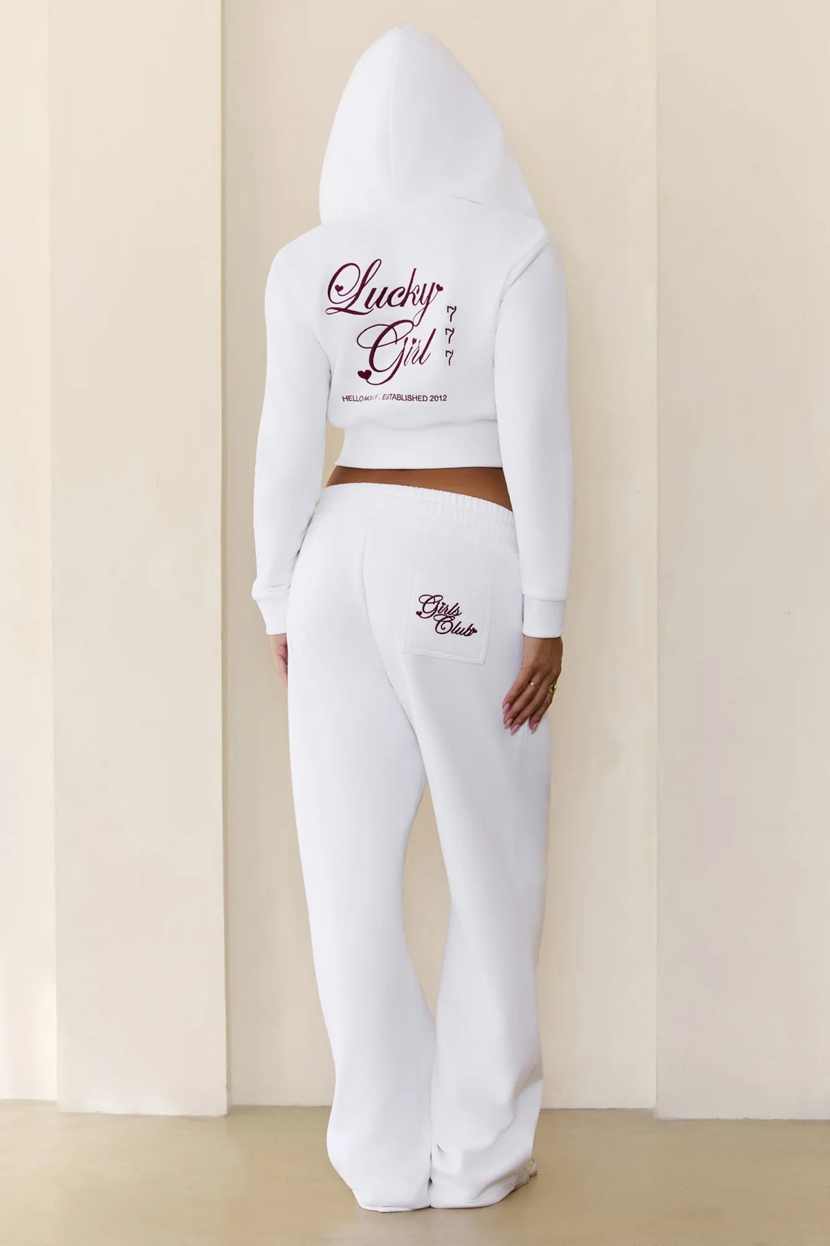 BASE Lucky Girl Zip Up Hoodie White