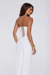 Gloss Goals Linen Blend Strapless Top White