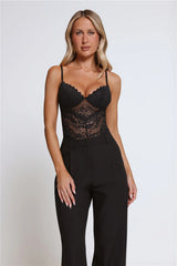The Forever Fit Lace Bodysuit Black