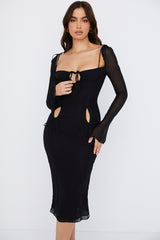 black cutout midi dress