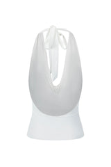 BASE Contour In Her Element Halter Cowl Top White