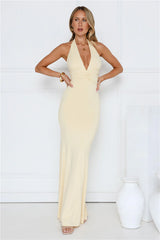 Chic Spark Halter Maxi Dress Yellow