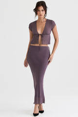 dark mauve bias cut maxi skirt