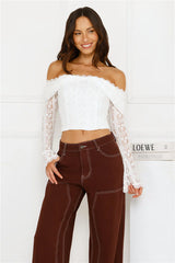 Lace Delight Off Shoulder Top White