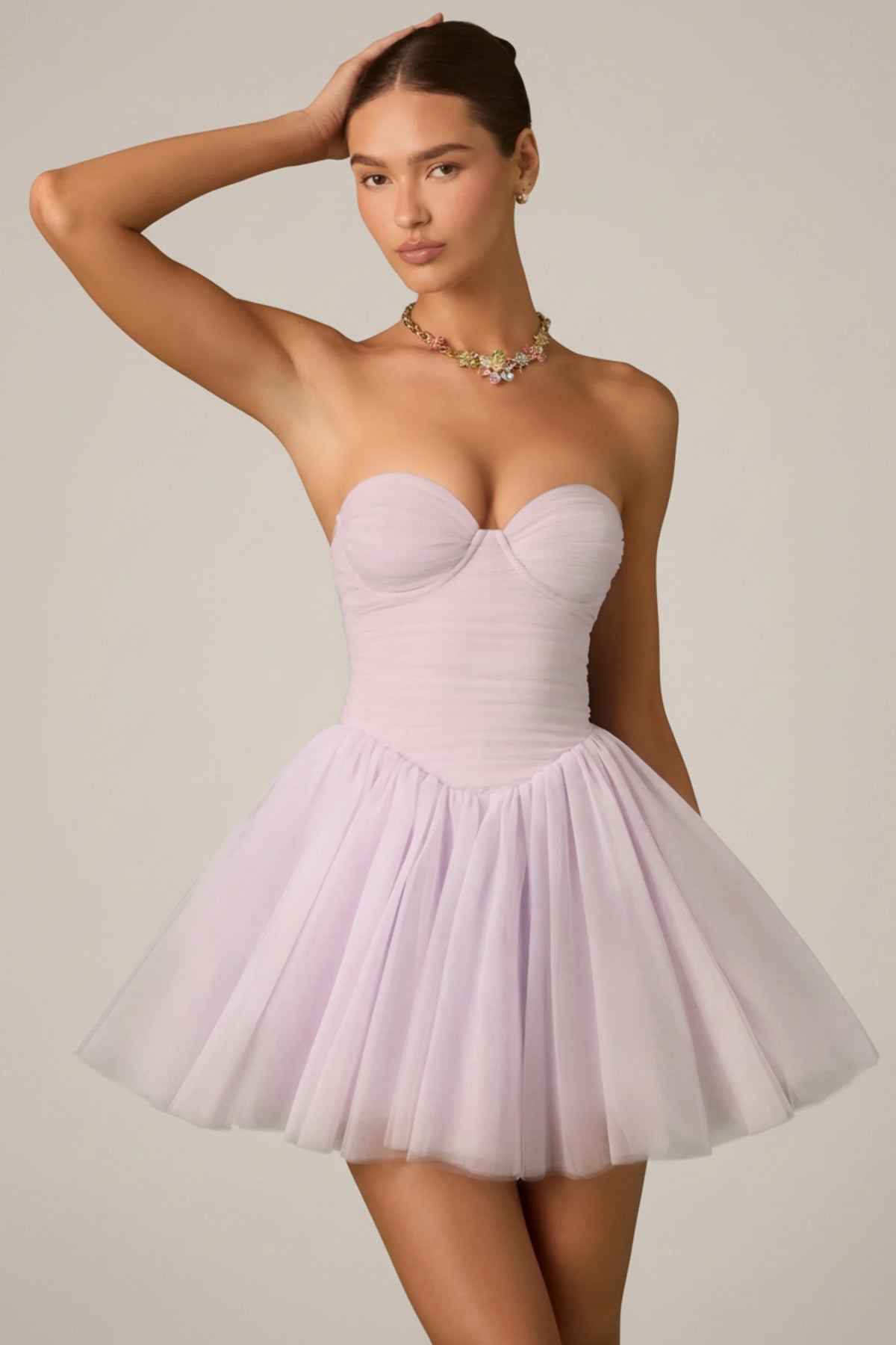 Tulle Corset Mini Dress in Lilac