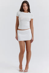 white knit mini skirt