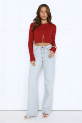 Knit Statement Cable Cropped Cardigan Red