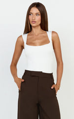 Nerine Bodysuit - Wide Strap Scoop Neck in White