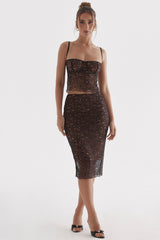 black lace midi skirt