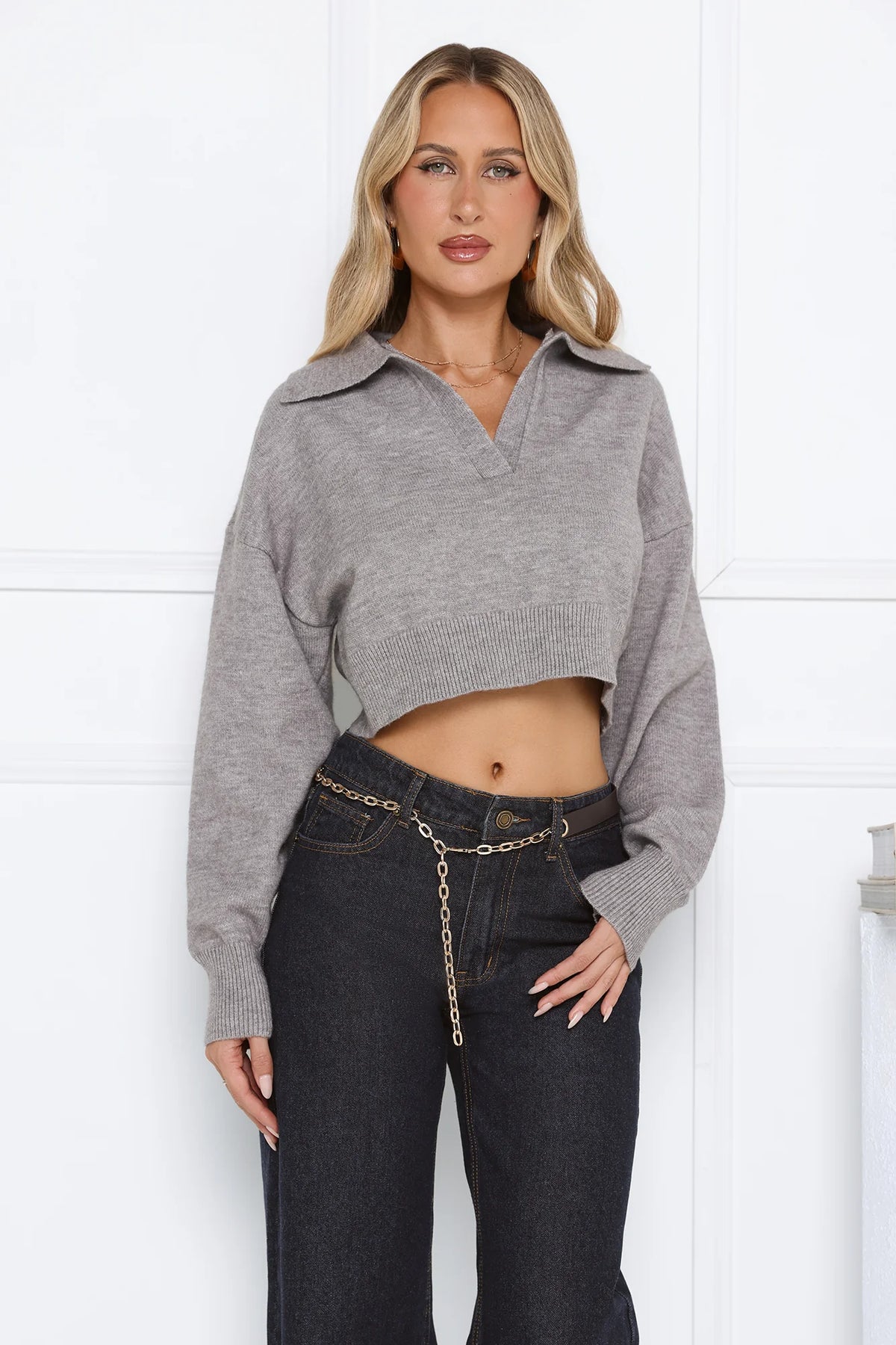 Glacial Glow Knit Sweater Grey