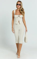Susannah Top - Ruched Square Neck Bustier Top in Cream