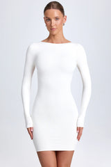 Modal Open-Back Bodycon Mini Dress in White