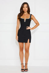 Jet To Monaco Embellished Mini Dress  Black