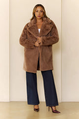 Plush Mode Faux Fur Coat Brown