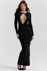 black knit maxi dress