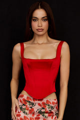 scarlet satin longline corset