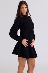 black wool & cashmere balloon sleeve sweater