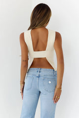 On The Go Ribbed Sleeveless Top Cream