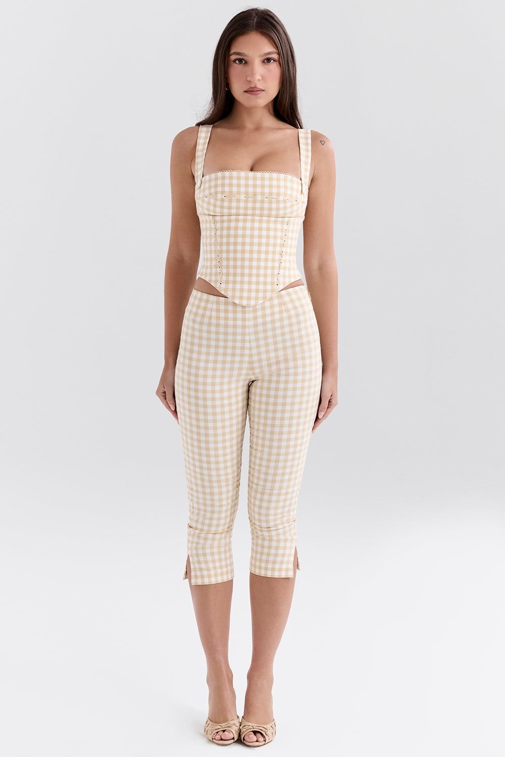 gingerbread gingham capri trousers