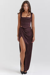 rich brown maxi skirt