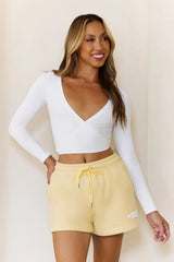 BASE Contour Ballerina Wrap Long Sleeve Crop Top White