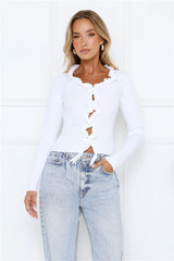 Irresistible Energy Knit Long Sleeve Top White