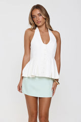 Casual Luxe Tailored Halter Top White