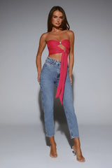 The New It Girl Strapless Crop Top Pink