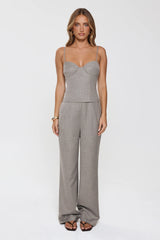 Classic Power Tailored Top Grey Pinstripe