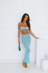 Moonlit Shores Crochet Midi Skirt Aqua