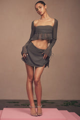 shadow floaty layered mini skirt