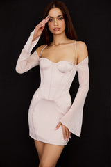 crystal satin corset mini dress