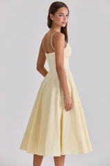 lemon cotton princess cut  midi sundress