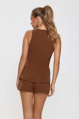 Monochrome Mood Tailored Vest Top Brown
