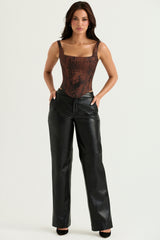 antique copper satin longline corset