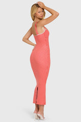 Modal Lace-Trim Midaxi Dress in Red Gingham