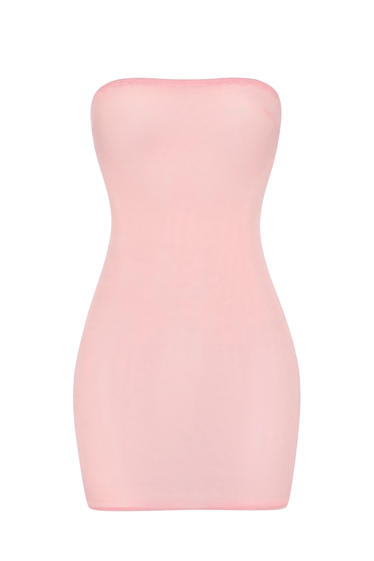 Soft Sheer-Mesh Bandeau Mini Slip Dress in Pink
