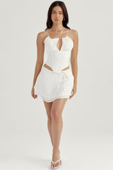 white chiffon strappy corset